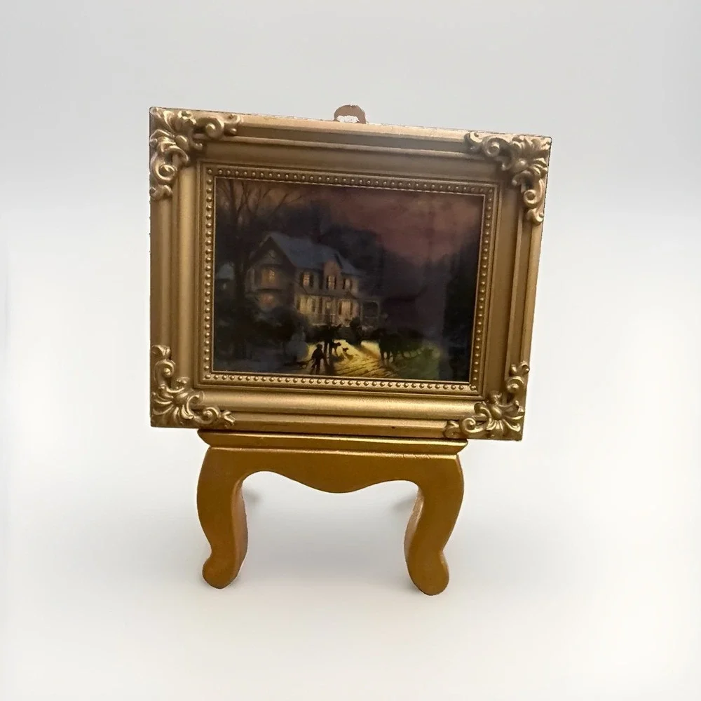 Thomas Kinkade Gold Ornate Baroque Picture Frame Tabletop Stand Easel